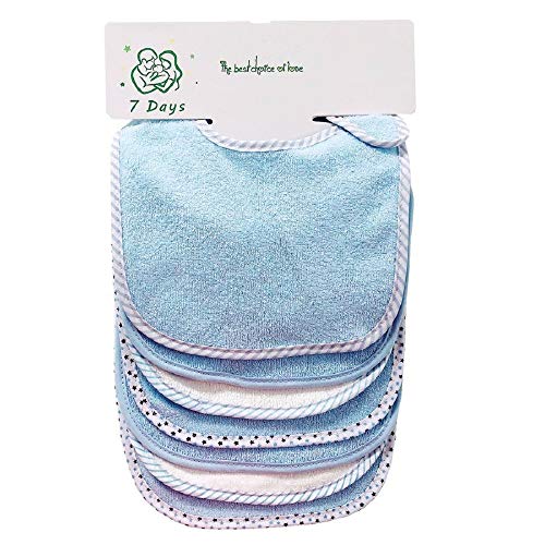 SHINNINGSTARBaby's 0-6 Months 7 Pics of Soft Double Layers Absorbent Bandana 7 Set de baberos (blue)