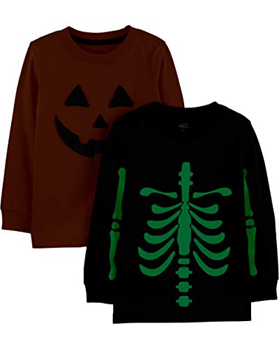 Simple Joys by Carter's - Camiseta - para bebé niño naranja Pumpkin/Skeleton 5T