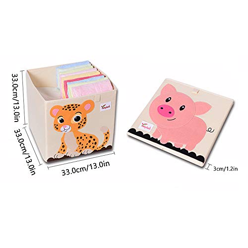 SITAKE Conjunto de 2 Caja de Almacenamiento para Niños - Caja de Juguetes y Almacenamiento - Caja y Armario Organizador para niños (33 x 33 x 33 cm, Perro y Loro)