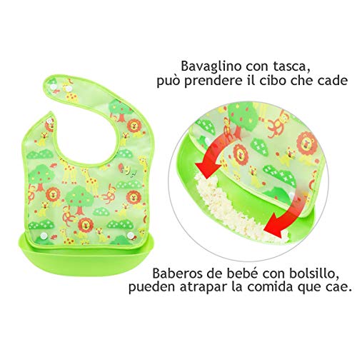 SLOSH 6 Baberos Impermeables Bebe Waterproof Niñas Niños Unisex Para Bebés de 6 Meses a 3 Años