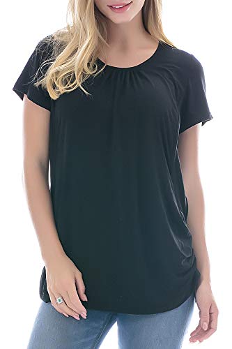 Smallshow de Lactancia Materna para Mujer Camiseta de Lactancia Materna Modelo de Manga Corta Black Large