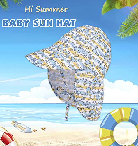 Sombrero de Sol con Cubrenuca para Bebé Niños Niñas Anti-UV Gorro Verano Gorrito para Playa, Natación, Pesca, Viaje, Excursión, Escuela Ajustable con Barbijo