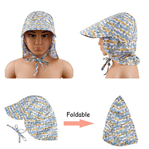 Sombrero de Sol con Cubrenuca para Bebé Niños Niñas Anti-UV Gorro Verano Gorrito para Playa, Natación, Pesca, Viaje, Excursión, Escuela Ajustable con Barbijo