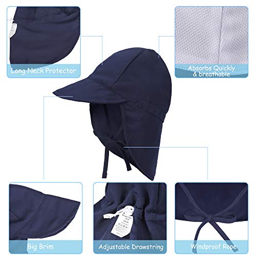 Sombrero de Sol con Cubrenuca para Bebé Niños Niñas Anti-UV Gorro Verano Gorrito para Playa, Natación, Pesca, Viaje, Excursión, Escuela Ajustable con Barbijo