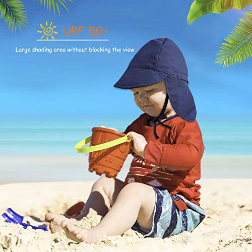 Sombrero de Sol con Cubrenuca para Bebé Niños Niñas Anti-UV Gorro Verano Gorrito para Playa, Natación, Pesca, Viaje, Excursión, Escuela Ajustable con Barbijo