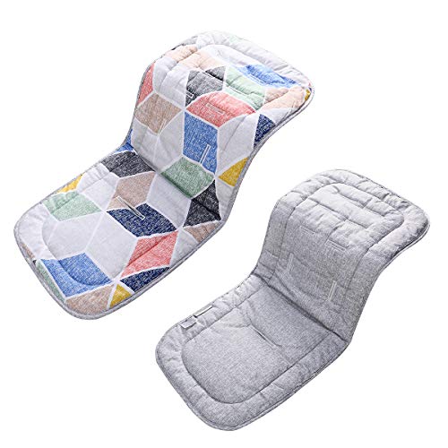 SONARIN Colchoneta Silla de Paseo Universal,100% Algodón,absorbente de sudor y transpirable,Cojín Silla de Paseo para el Cochecito y Asiento de Carro(Geométrico)