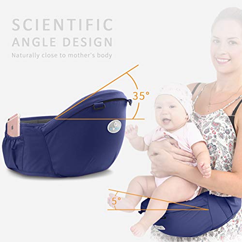 SONARIN Front Premium Hipseat Mochilas portabebé,Portador de Bebé,Multifuncional,Ergonómico,hebilla giratoria de mariposa,seguro y cómodo,adaptado al crecimiento de su hijo,regalo ideal(Azul)