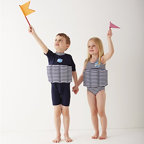 Splash About Traje de natación, Unisex, Azul/Blanco, 2-4 años