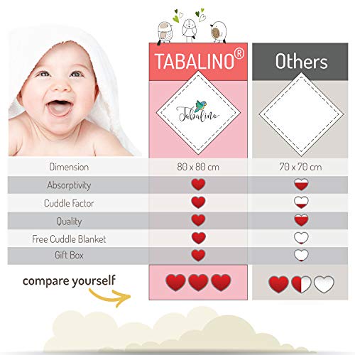 Tabalino - Pañales de gasa de bambú paños de escupir maravillosamente suaves - 80x80cm - Pack de 4 - un paño mimoso gratis - doble tejido - niño y niña - paños de muselina para bebés, pañales de tela