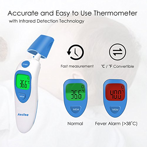 Termómetro Digital Frente y Oído, 4 in 1 Termómetro Infrarrojo Médico Alta Precisión Para Bebe Niños y Adultos,Alarma De Fiebre,Temperatura Ambiente