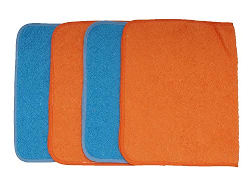 Ti TIN - Conjunto de 4 de Guardería Niños Rizo Toalla, Color Azul/Naranja