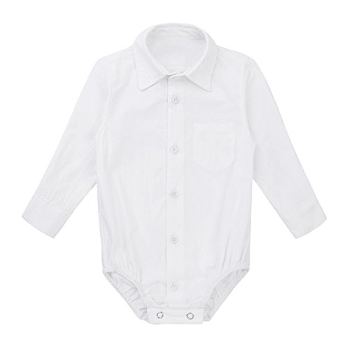 TiaoBug Mameluco de Bebé Recién Nacido Pelele de Algodón Niños Caballeros Ropa Clásica Traje de Dormir Mono Escalada Unisex para Bebés 3-24 Meses Blanco 24 Meses