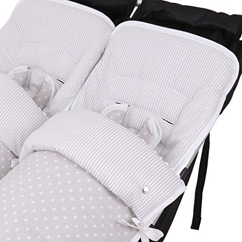 Tititnins® - Conjunto 2ud. Saco Silla Mountain Buggy Duet Estrella Blc.Mil Gris/Blanco