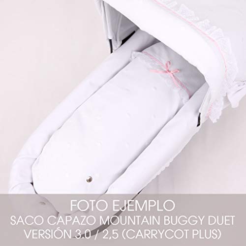 Tititnins© - Saco Capazo Verano Mountain Buggy Duet 3.0/2.5 PIQUE OLA.Blanco/Gris (Carrycot Plus) -Relleno extraible-