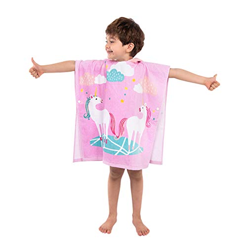 Toallas de baño con Capucha Poncho Niños 100% Algodón Toalla de Playa Toalla de baño Albornoz Nadar Motivo Cálido y Suave Para Niñas Niños Bebé (Unicornio Grande)