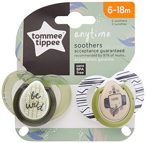 Tommee Tippee Closer To Nature - Chupete Silicona, 6-18m, 2 unidades, colores surtidos