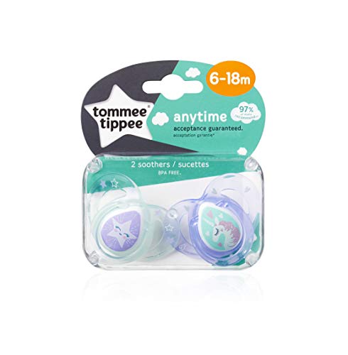 Tommee Tippee Closer To Nature - Chupete Silicona, 6-18m, 2 unidades, colores surtidos