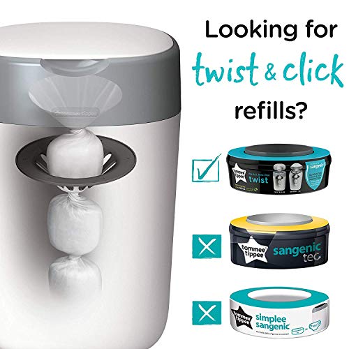 Tommee Tippee Sangenic Recambios Sistema avanzado para desechar pañales Twist & Click, paquete de 3 (compatibles con los contenedores Sangenic TEC y Twist and Click)