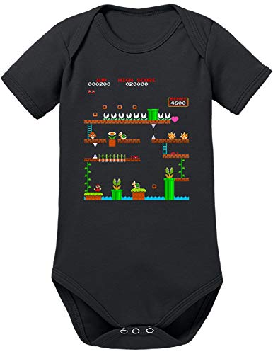 TShirt-People Retro Mario 1UP - Body para bebé, diseño de Donkey Negro 0-3 Meses