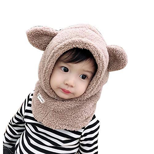 Tukistore Bebé Invierno Sombrero Bufanda Felpa Sombrero Orejeras Cálido Sudadera con Capucha Gorros Sombrero Antideslizante Bufanda de Lana Lindo Oreja Felpa Gorro para niños de 0-2 años Chicas