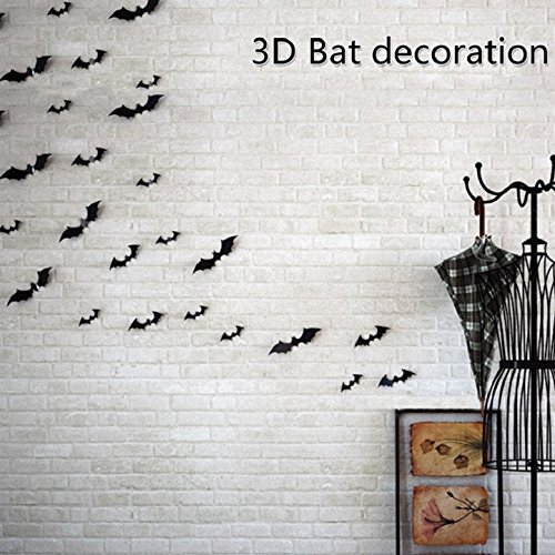 Tuopuda Halloween Pegatinas para Pared 3d Murciélagos Halloween Decoración Pared Pegatinas Props 60 pcs