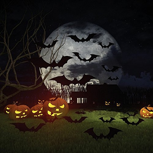 Tuopuda Halloween Pegatinas para Pared 3d Murciélagos Halloween Decoración Pared Pegatinas Props 60 pcs