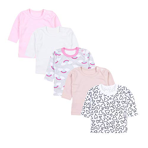 TupTam Camiseta de Bebé para Niña Manga Larga Pack de 5, Mix de Colores 4, 62