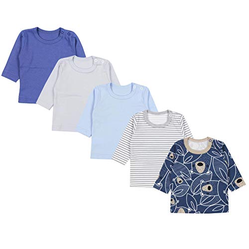 TupTam Camiseta Manga Larga para Bebé Niño, Pack de 5, Mix de Colores 4, 98