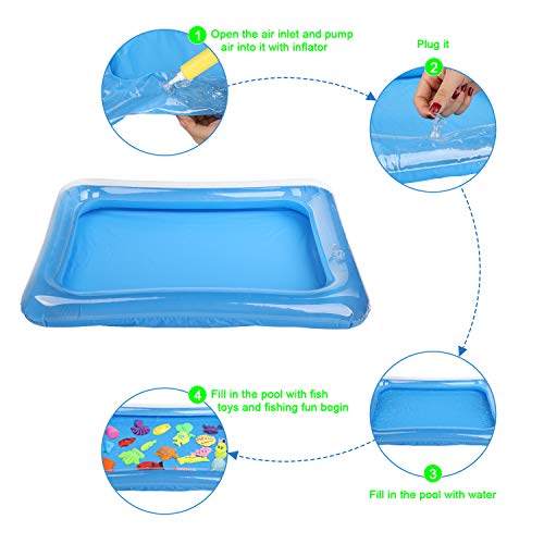 Ucradle Juguete de Pesca magnético, Juego de Juego Educativo de Juego de Pesca con imán Impermeable de 41 PCS Juego de Juego de Juguete de baño, Gran Regalo para niños pequeños con Peces