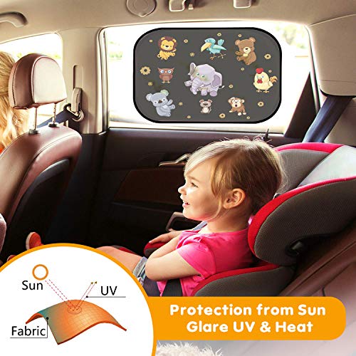 UEOTO Parasol para Coche 2 Unidades, parasoles para Ventana de Coche para Bebe niños, UV protección/luz Solar, parasoles para Coche con Autoadhesivo a para Ventana de Parabrisas Lateral del Coche