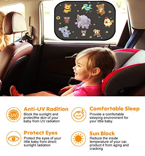 UEOTO Parasol para Coche 2 Unidades, parasoles para Ventana de Coche para Bebe niños, UV protección/luz Solar, parasoles para Coche con Autoadhesivo a para Ventana de Parabrisas Lateral del Coche