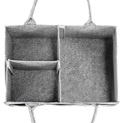 Umi. by Amazon - Cesta de pañales, organizador portátil de toallitas para bebé, pañalera con compartimentos ajustables, gris