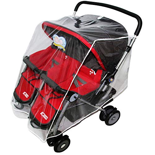 Universal Impermeable Gemelos Bebé Cochecito Lluvia, Protector para La Lluvia para Silla De Paseo Doble para Cochecito De Bebé Cochecito Accesorios Cochecito