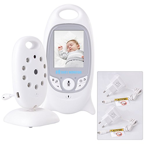 USBONLINE Baby Monitor LCD a colores inalámbrico digital cámara IR LED Visión Nocturna Seguimiento interfono Temperatura 8 ninnananne batería recargable para niños Videovigilancia Seguridad