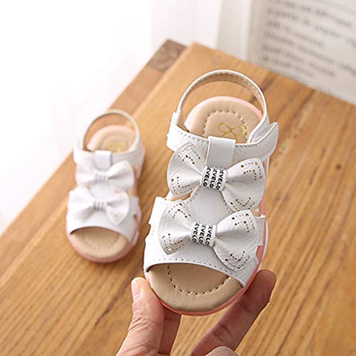 VECDY Zapatillas Bebe Niña, Moda Suave Zapatos 2019 Niños Bebés Niñas Bowknot Llevó La Luz Luminosa Deporte Sandalias Zapatillas De Deporte De Playa Verano Zapatos De Princesa (Blanco,21)