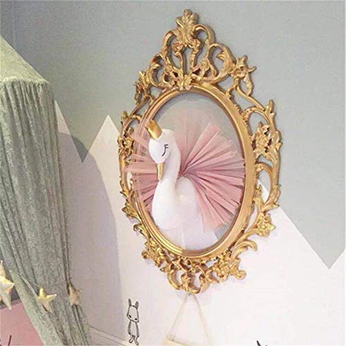 Vestido de gasa con corona de cisne en 3D dorado para colgar en la pared de la habitación de los niños, decoración de la habitación de las niñas, sala de regalo, dormitorio, sala de juegos