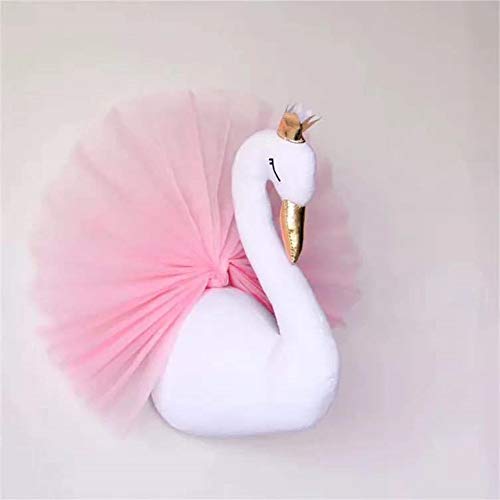 Vestido de gasa con corona de cisne en 3D dorado para colgar en la pared de la habitación de los niños, decoración de la habitación de las niñas, sala de regalo, dormitorio, sala de juegos