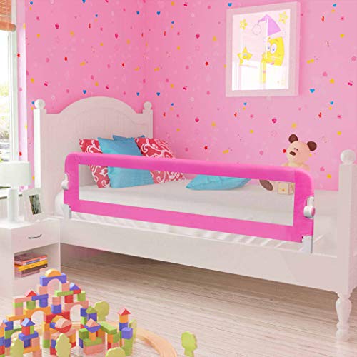 vidaXL 2x Barras de Seguridad para Cama Niño Rosa 150x42 cm Barrera Infantil