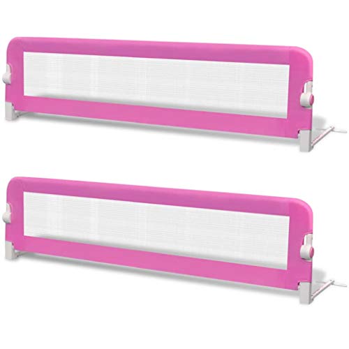 vidaXL 2x Barras de Seguridad para Cama Niño Rosa 150x42 cm Barrera Infantil