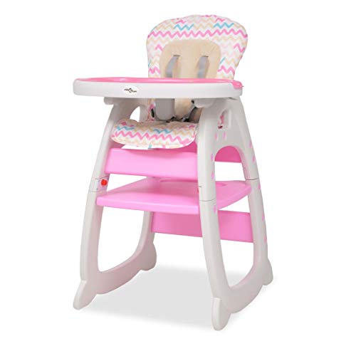 vidaXL Trona Convertible Mesa Rosa Silla Alta Asiento Banco Bebé Niño Infantil