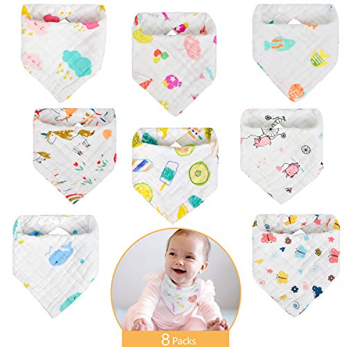 Viedouce Baberos Bebe Bandanas con 2 Ajustables Botón a Presión,100% Algodón Orgánico,Suave & Absorbente,Baberos Drool para Niños Niñas (color-11)