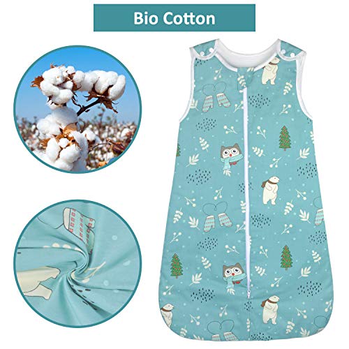 Viedouce Saco de Dormir para Bebé,Saco de Dormir de Algodón Bio para Bebés,Súper Suave,Longitud 80cm para Niño Niña(2.5Tog,3-18 Meses)