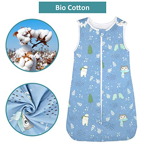 Viedouce Saco de Dormir para Bebé,Saco de Dormir de Algodón Bio para Bebés,Súper Suave,Longitud 80cm para Niño Niña(2.5Tog,3-18 Meses)