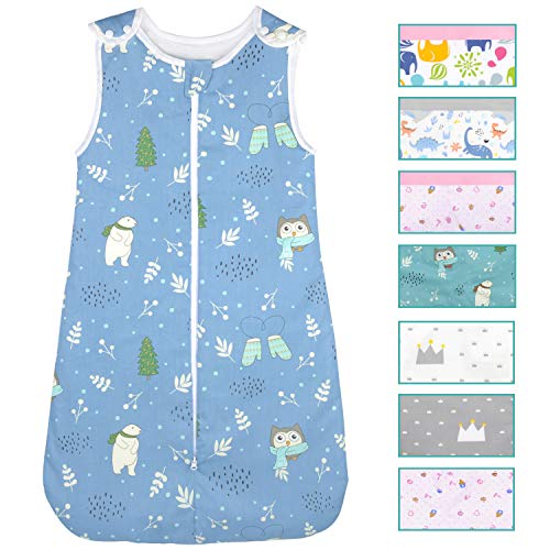 Viedouce Saco de Dormir para Bebé,Saco de Dormir de Algodón Bio para Bebés,Súper Suave,Longitud 80cm para Niño Niña(2.5Tog,3-18 Meses)