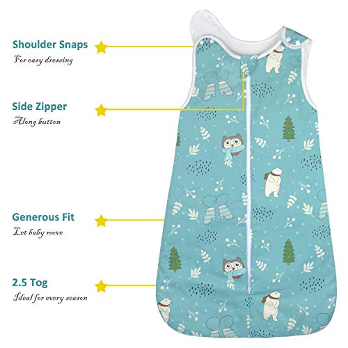 Viedouce Saco de Dormir para Bebé,Saco de Dormir de Algodón Bio para Bebés,Súper Suave,Longitud 80cm para Niño Niña(2.5Tog,3-18 Meses)