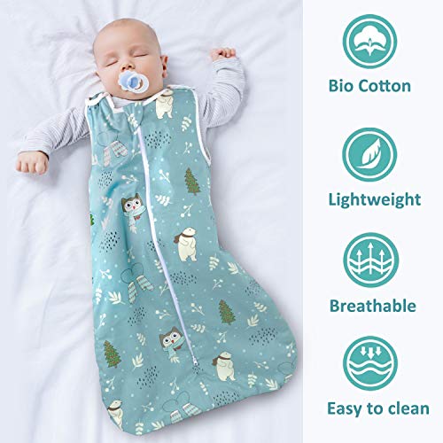 Viedouce Saco de Dormir para Bebé,Saco de Dormir de Algodón Bio para Bebés,Súper Suave,Longitud 80cm para Niño Niña(2.5Tog,3-18 Meses)