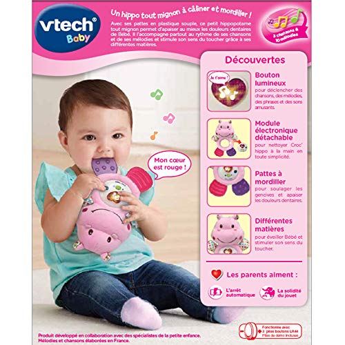 VTech Croc' Hippo Rose - Juegos educativos (Rosa, Chica, 2 año(s), Francés, LR44, 140 mm)