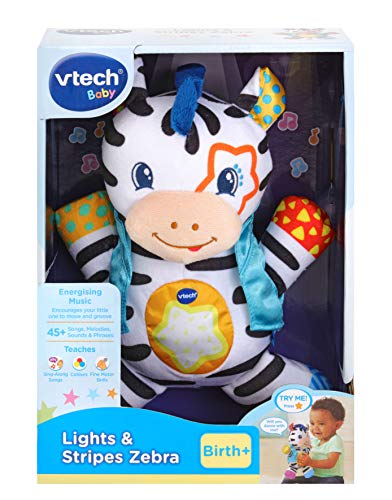 VTech - Juguete sensorial de cebra con colores, texturas y sonidos arrugados, juguete musical para bebés de 0, 6, 12 meses, niños y niñas , color/modelo surtido