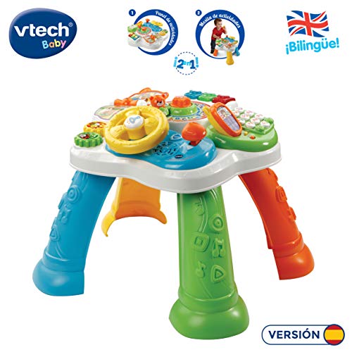 VTech Mesita Estrella Bilingüe, Mesa de Actividades con 6 áreas Diferentes para favorecer el Desarrollo de la motricidad Fina, español-inglés, más de 65 Canciones, Frases y melodías (3480-181517)