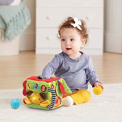 VTech- Minicubo Texturas Cubo de Tela electrónico Interactivo con Luces, Canciones y melodías. (3480-528222)